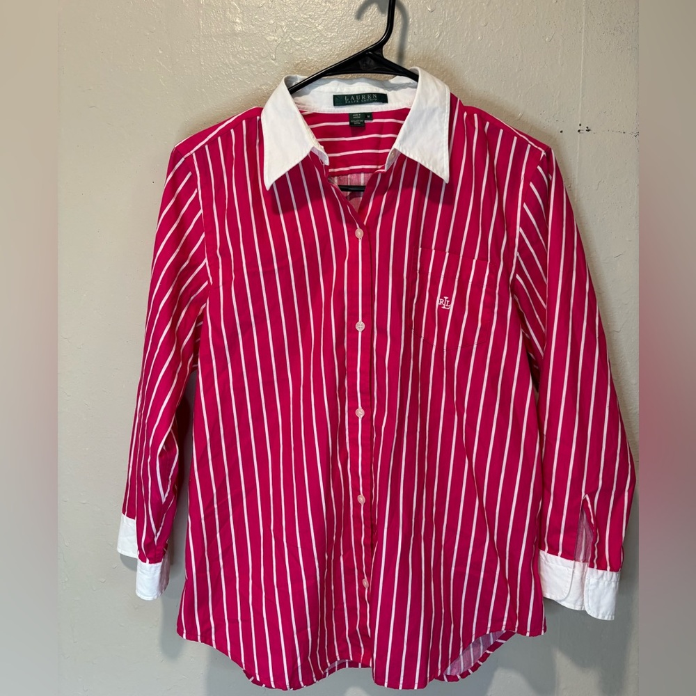 Lauren Ralph Lauren hot pink striped button down